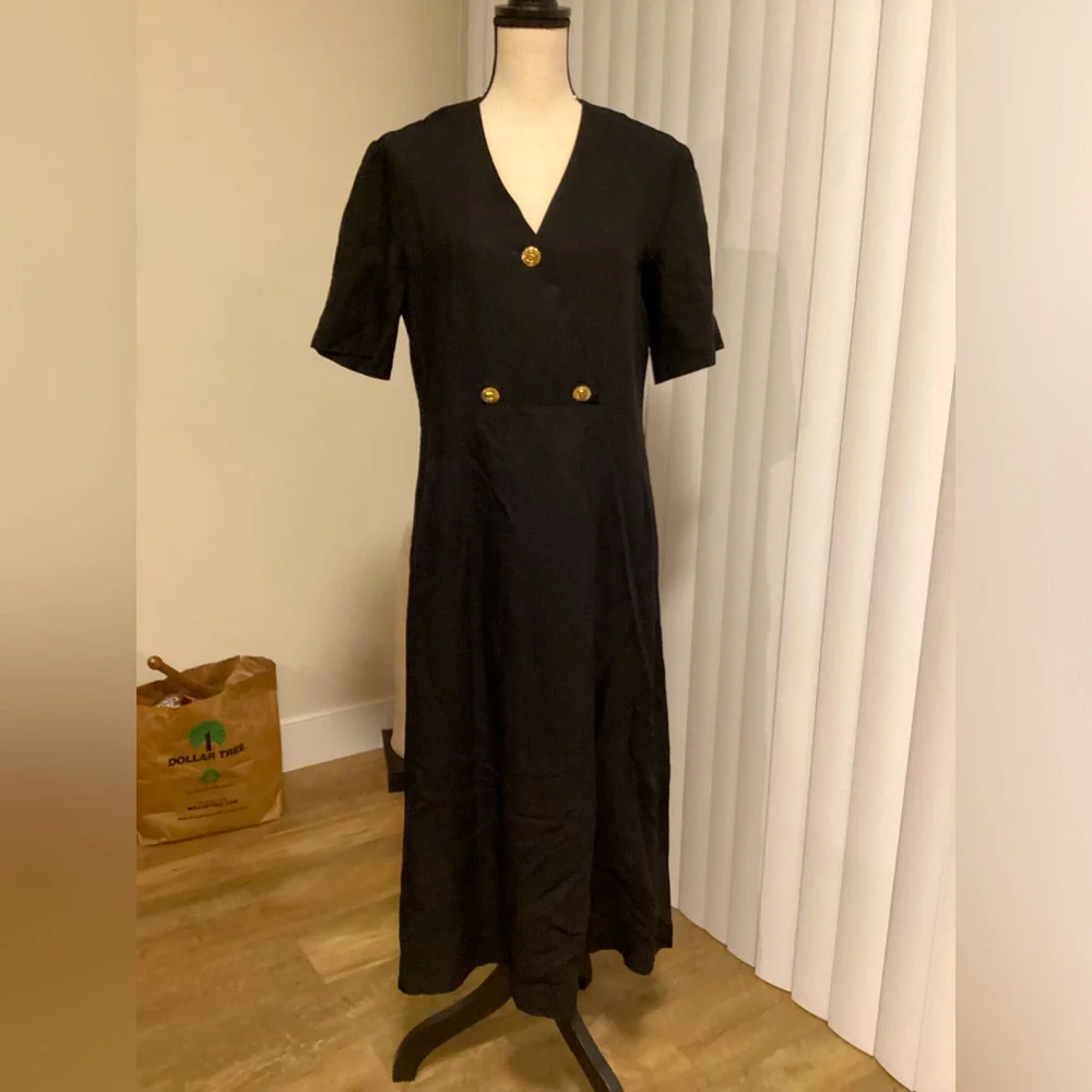 Sonia Rykiel Black Maxi Dress with Gold Buttons - Picture 1 of 3
